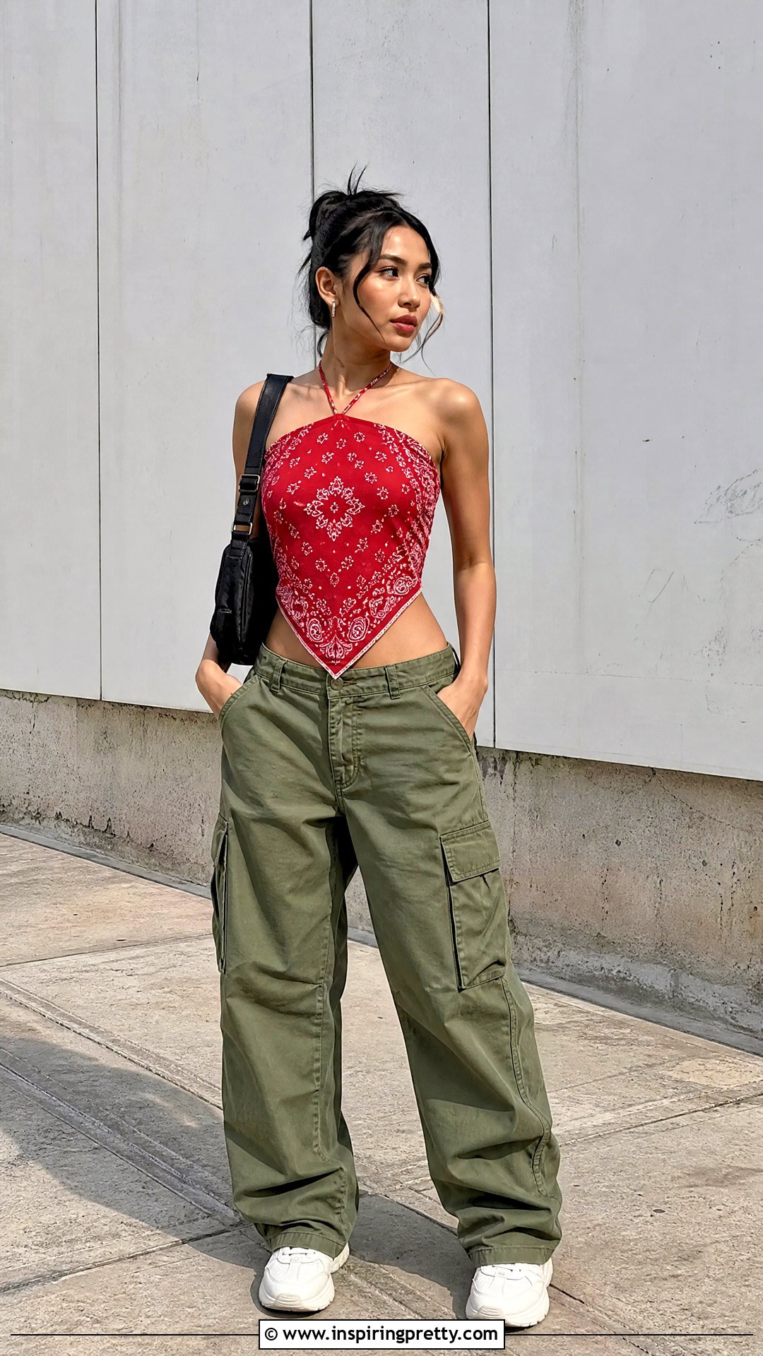 DIY Bandana Halter Top With Cargo Pants - 50 diy halter top outfit ideas