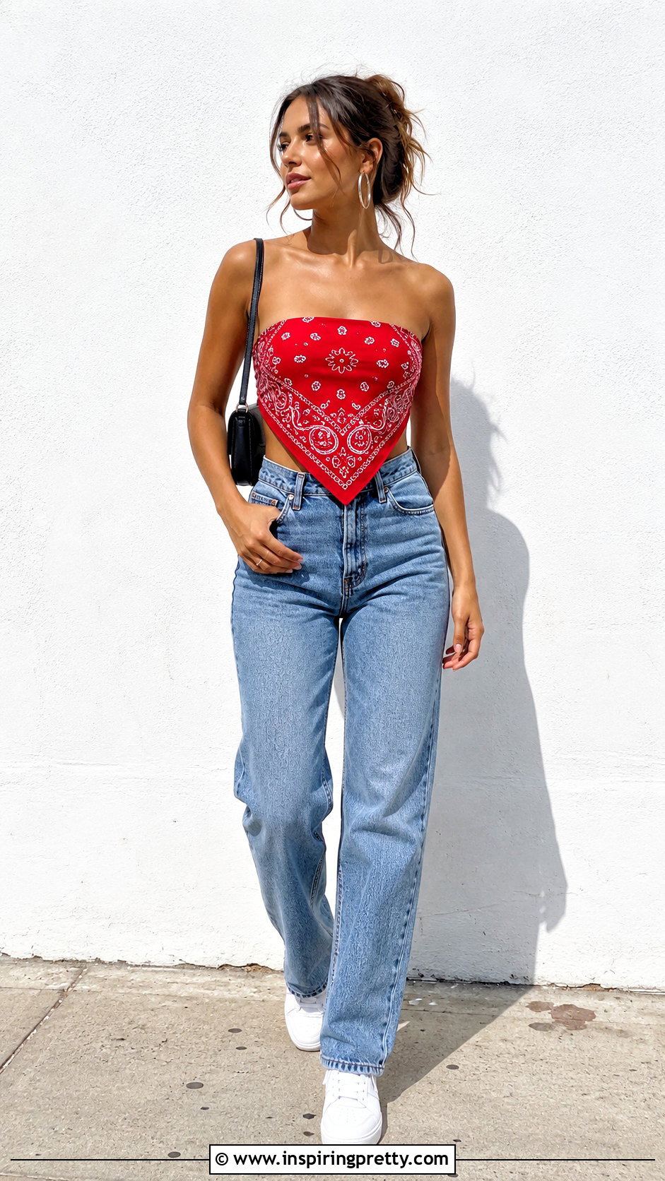 DIY Bandana Top With Straight Leg Jeans - 50 diy tops outfit ideas