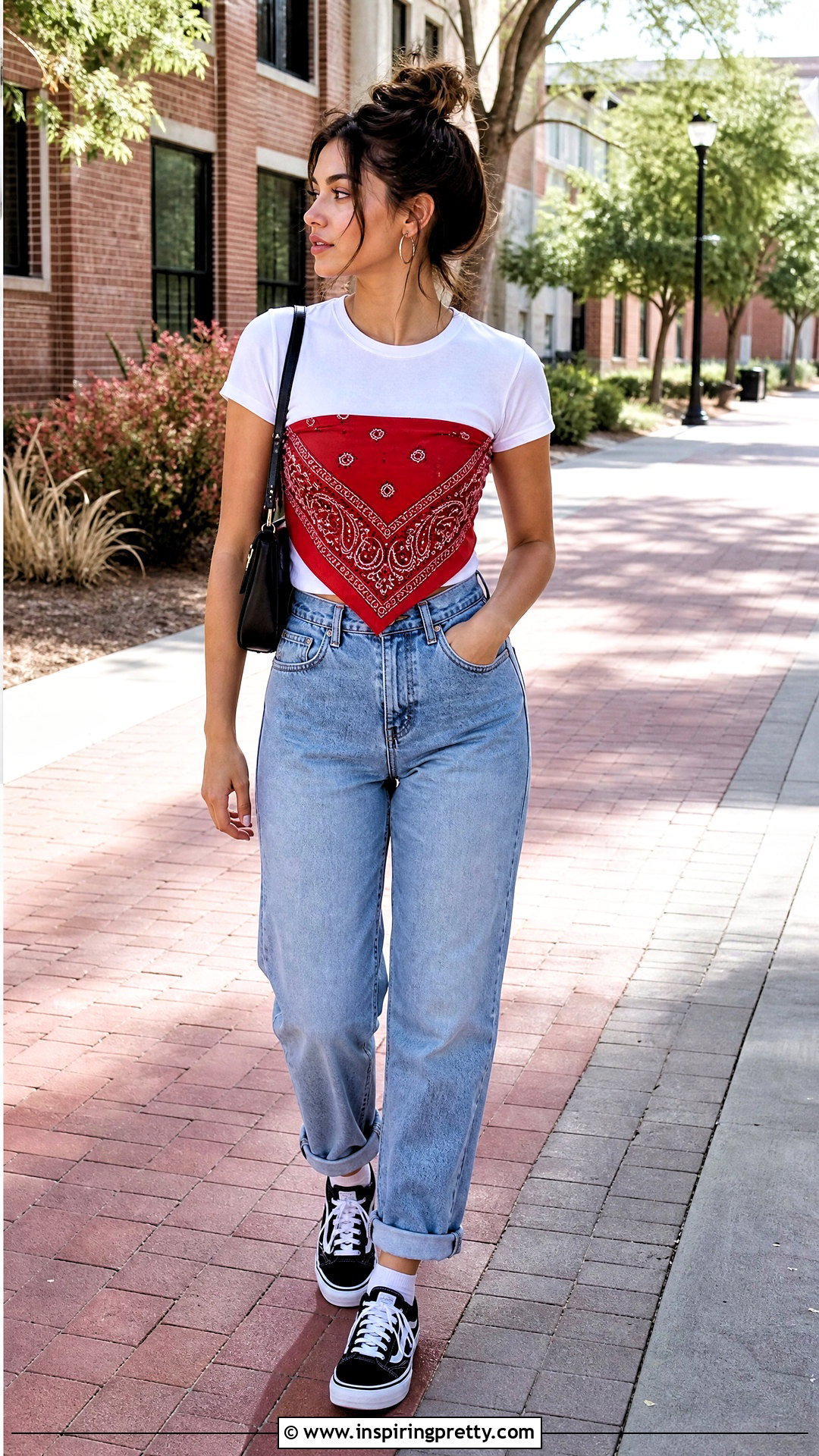 DIY Bandanna Top Over A White T Shirt - 20 diy bandanna top outfit ideas