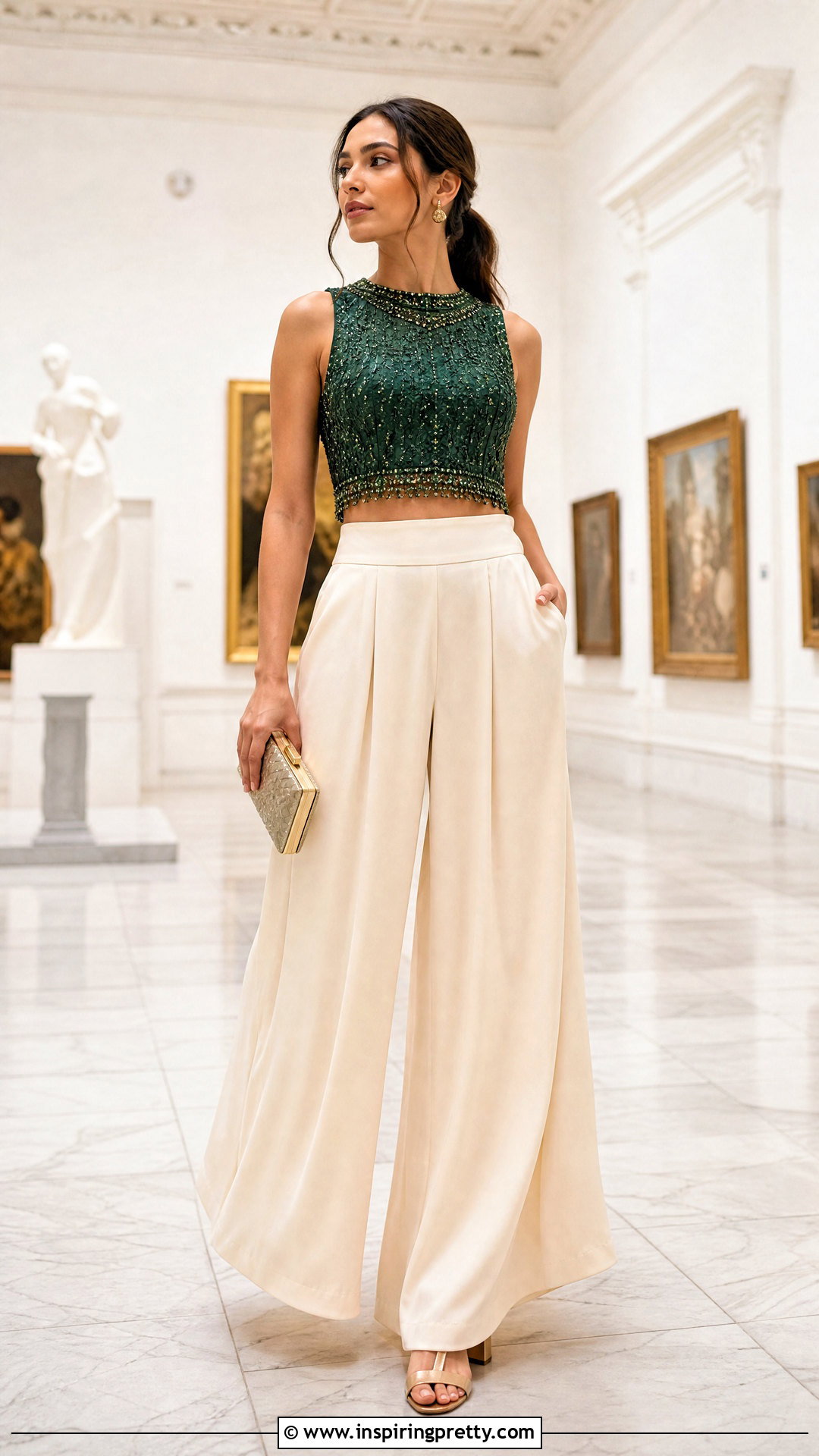 DIY Beaded Crop Top With Palazzo Pants - 50 diy crop top outfit ideas