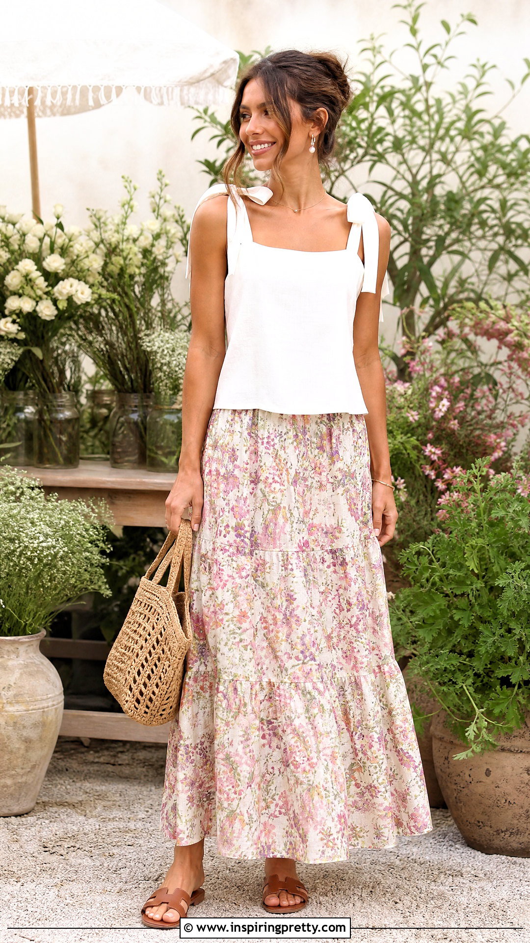 DIY Bow Strap Tank With A Maxi Skirt - 50 diy tops outfit ideas