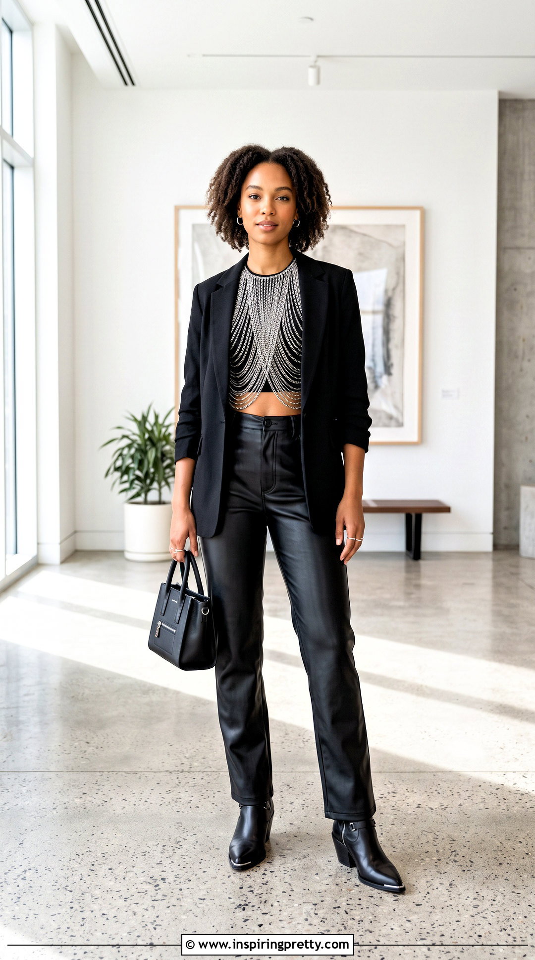 DIY Chain Crop Top With Leather Pants - 20 diy chain crop top outfit ideas