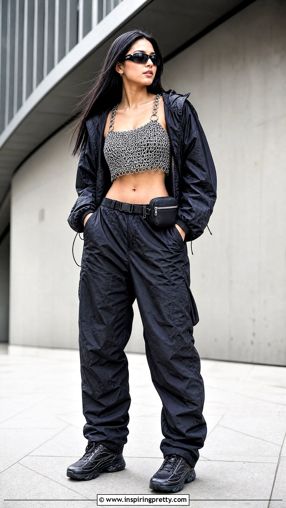 DIY Chain Crop Top With Parachute Pants - 20 diy chain crop top outfit ideas