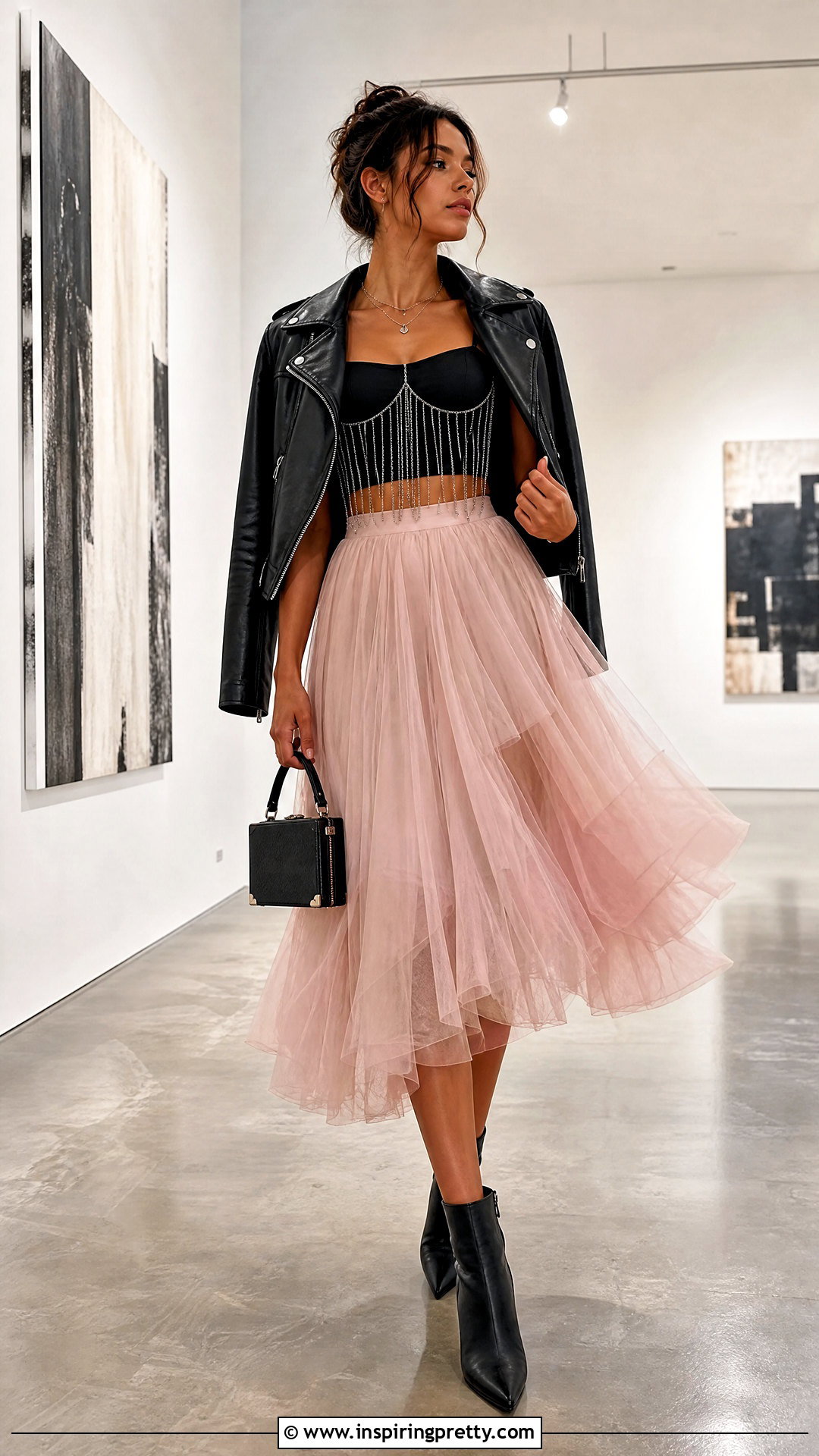 DIY Chain Crop Top With Tulle Midi Skirt - 20 diy chain crop top outfit ideas
