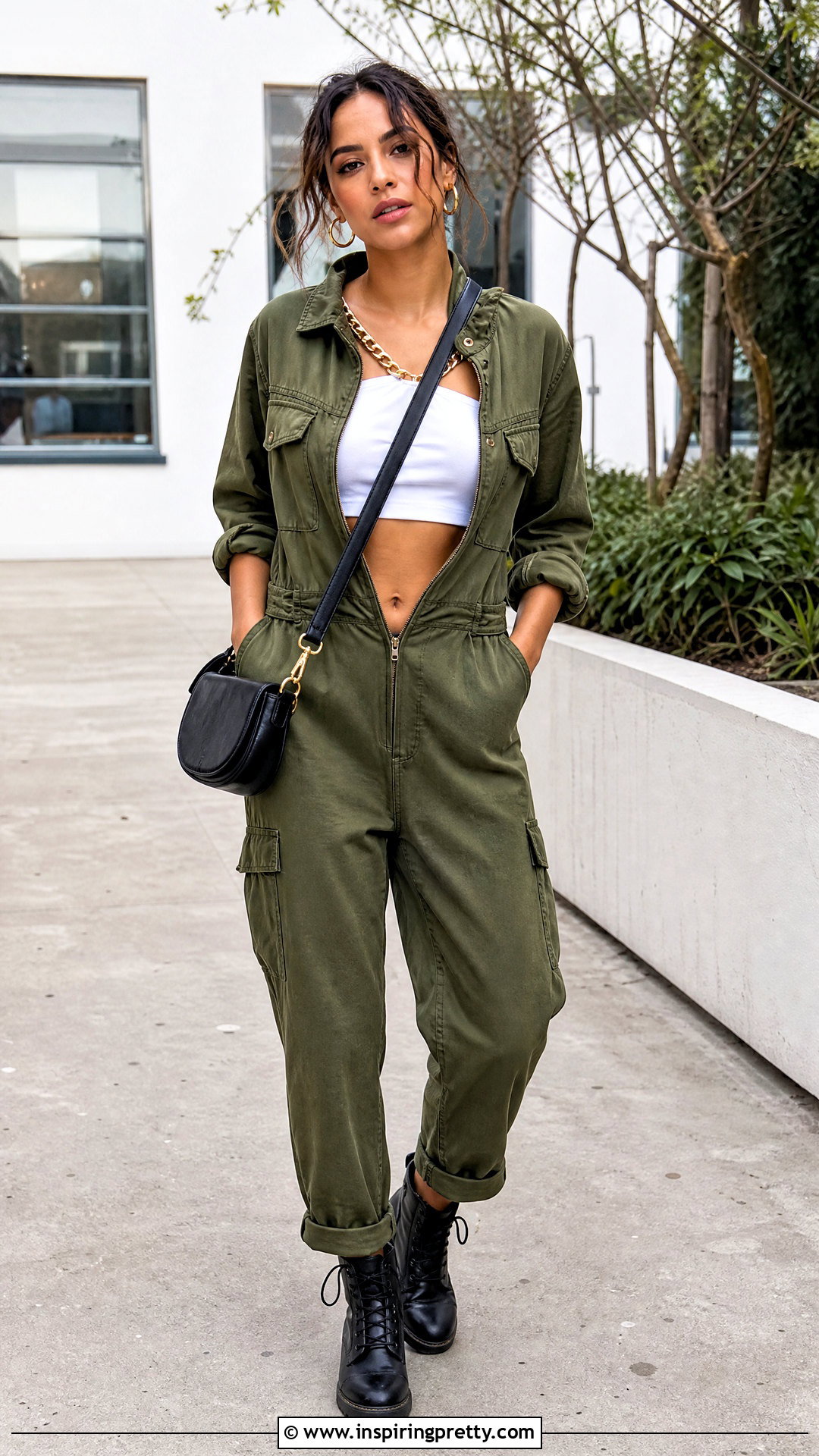 DIY Chain Crop Top With Utility Jumpsuit - 20 diy chain crop top outfit ideas