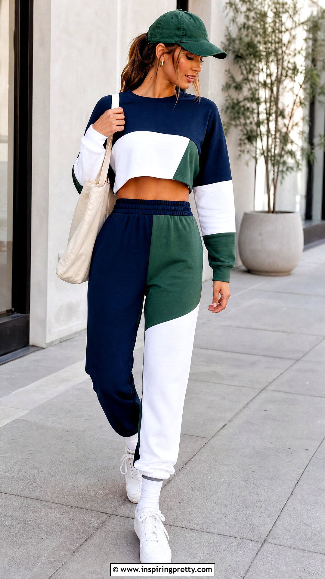 DIY Color Block Crop Top With Joggers - 20 diy crop top long sleeve outfit ideas