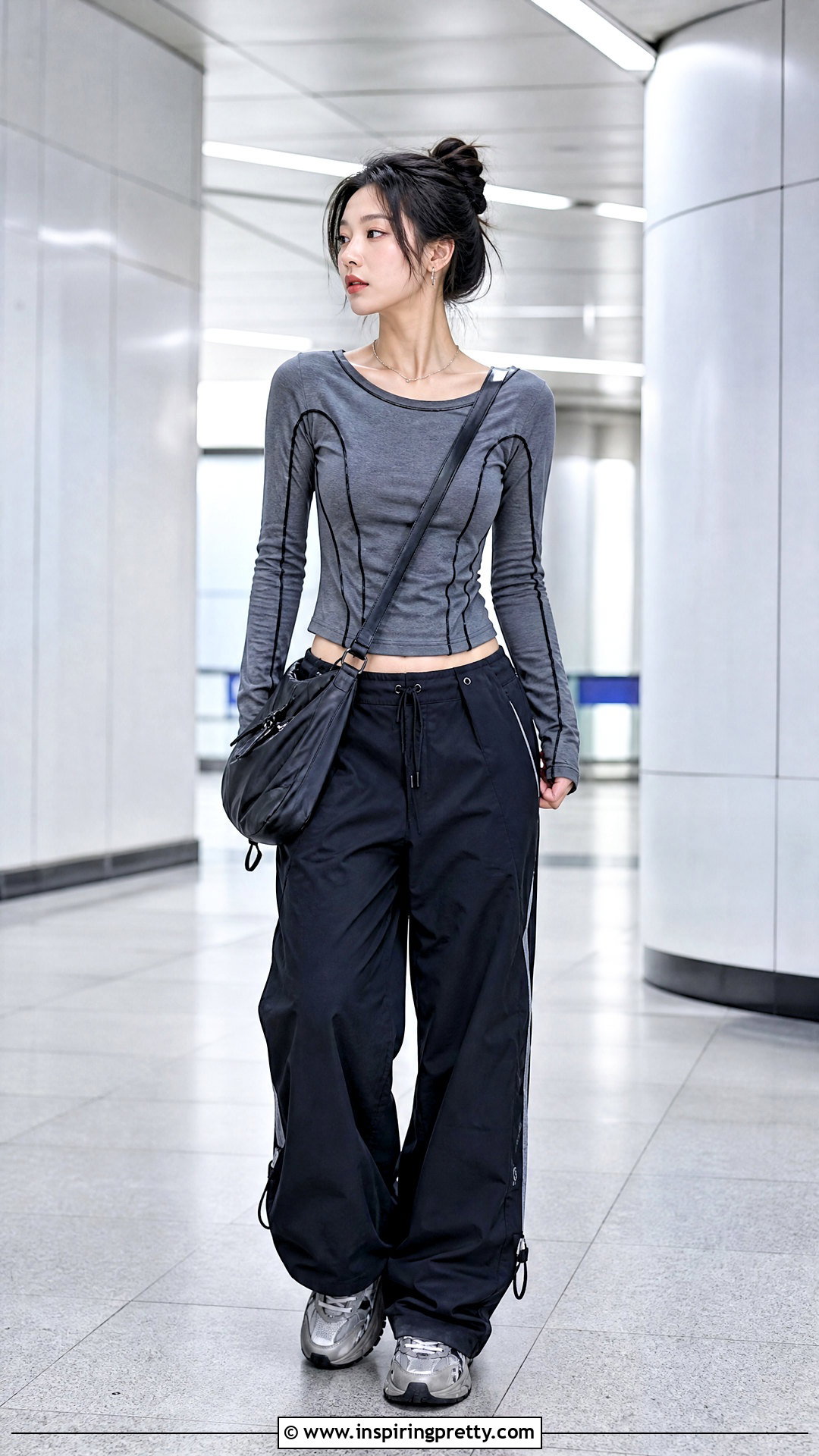 DIY Contrast Seam Acubi Top With Track Pants - 20 acubi tops diy ideas