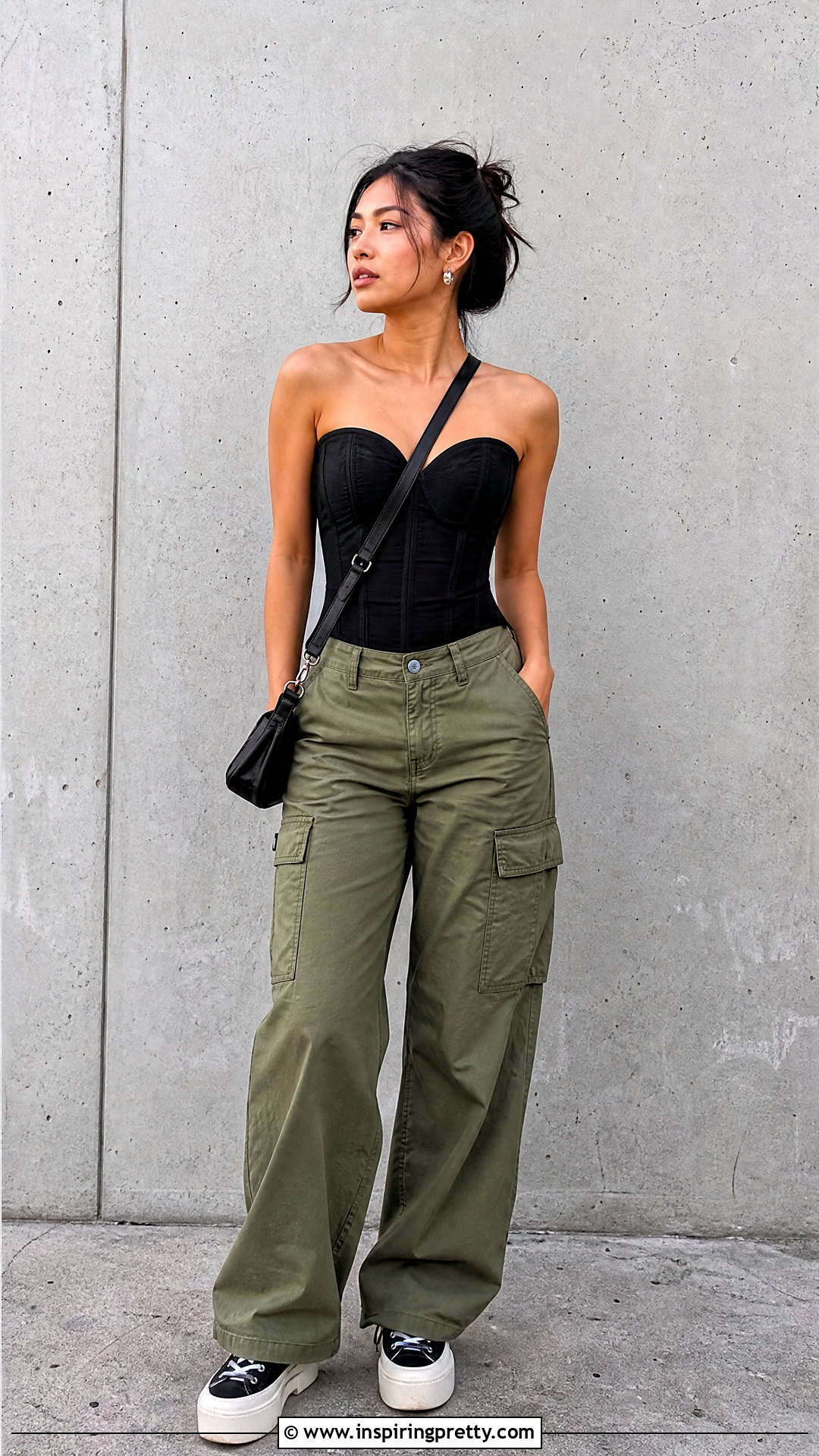 DIY Corset Sweetheart Neckline Top With Cargo Pants - 25 diy sweetheart neckline top outfit ideas
