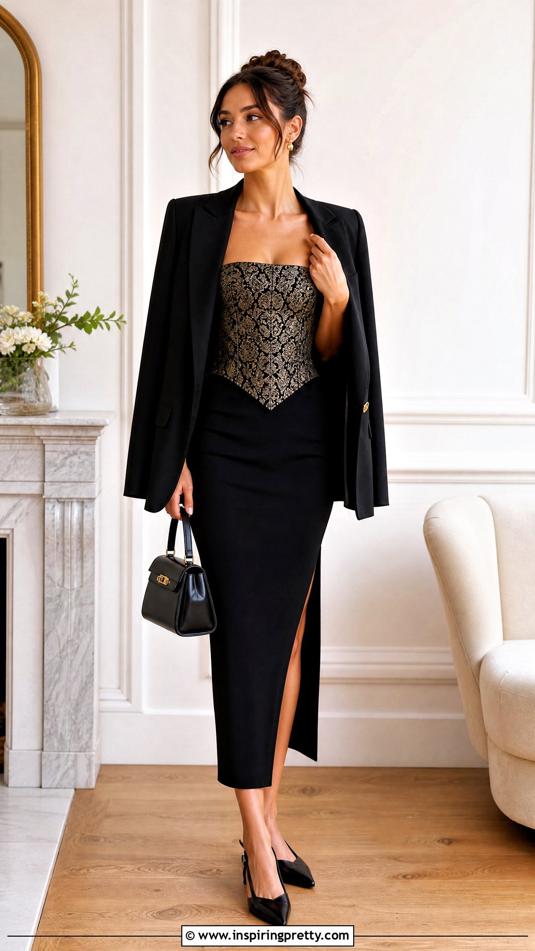 DIY Corset Top With Pencil Midi Skirt - 50 diy corset top outfit ideas