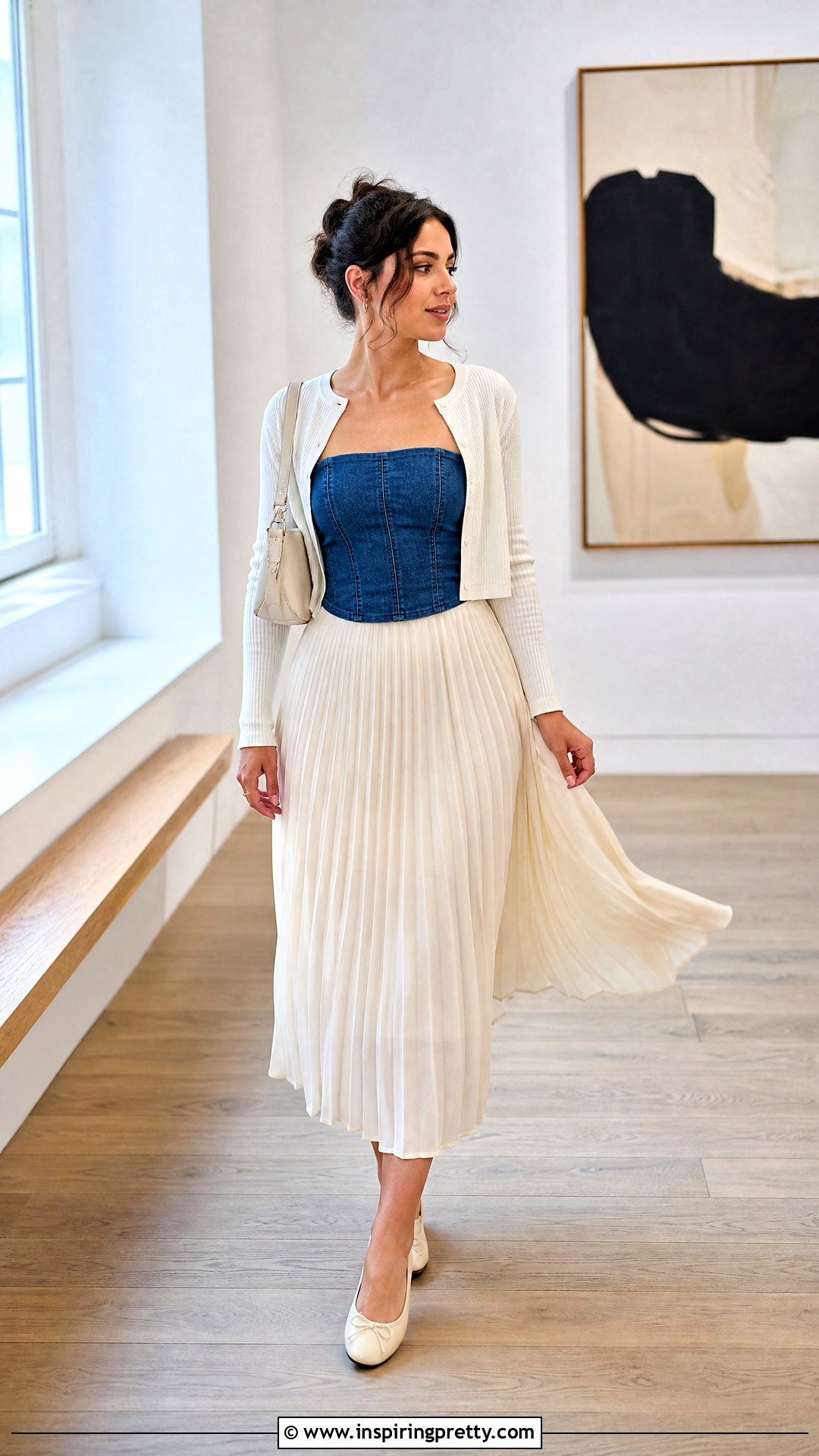 DIY Corset Top With Pleated Midi Skirt - 50 diy corset top outfit ideas
