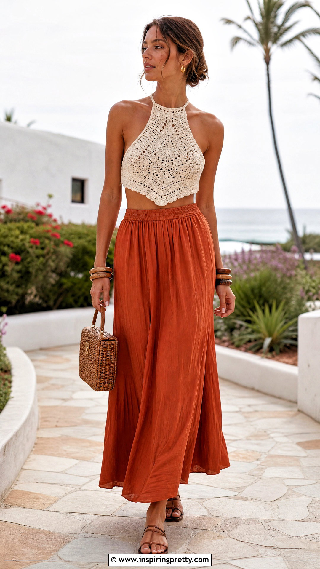 DIY Crochet Halter Neck Top With Maxi Skirt - 20 diy halter neck top outfit ideas