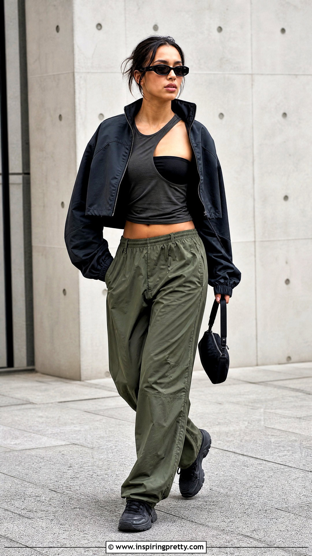 DIY Cutout Tank With Parachute Pants - 20 t shirt tank top diy outfit ideas