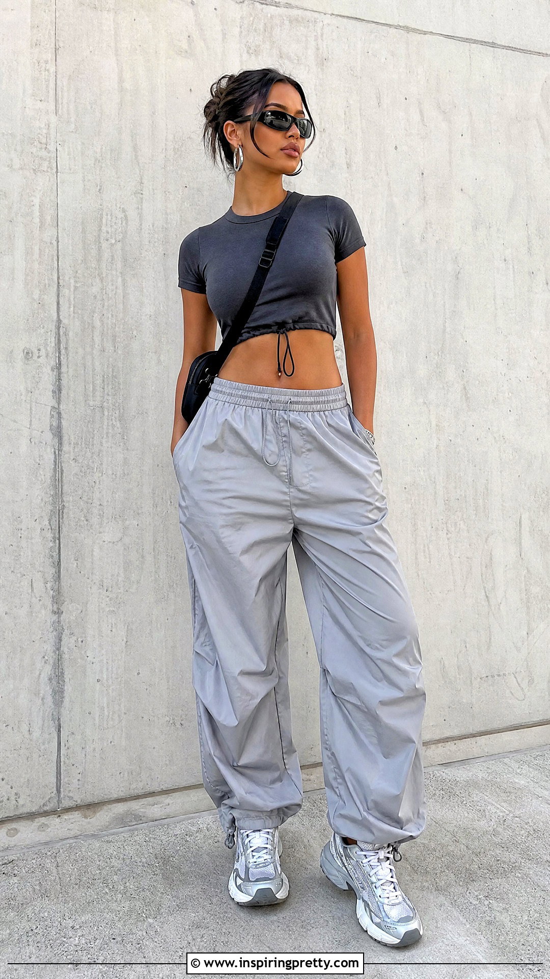 DIY Drawstring Crop Top With Parachute Pants - 20 diy crop tops outfit ideas