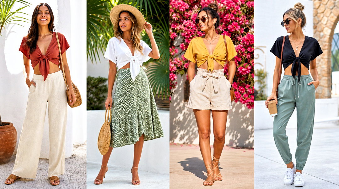 20 DIY Front Tie Crop Top Outfit Ideas for Breezy Summer Style