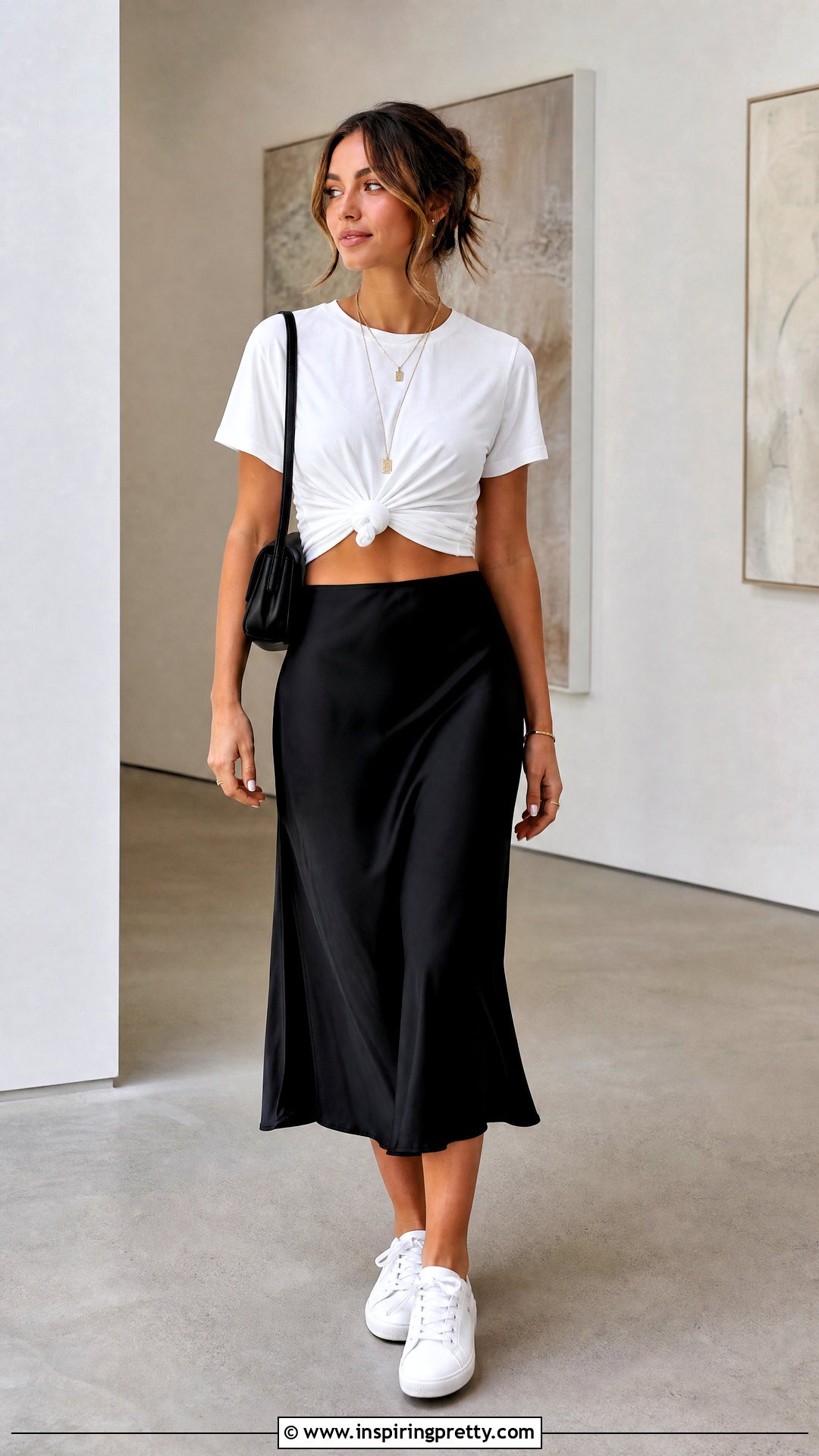DIY Front Tie Crop Top With Slip Skirt - 20 diy front tie crop top outfit ideas