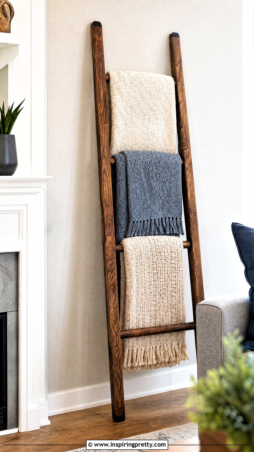 DIY Ladder Blanket Rack - 50 top diy ideas