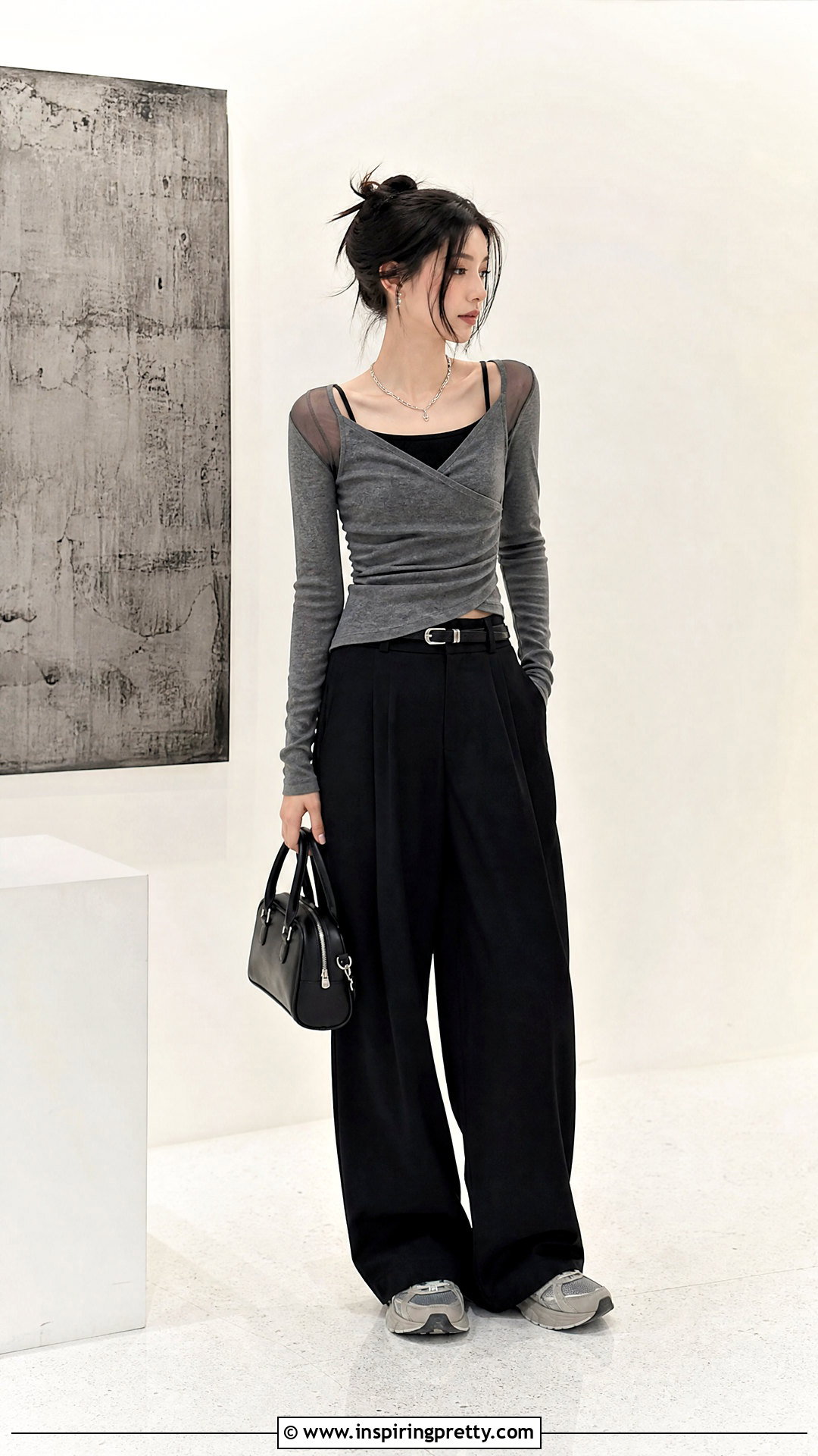 DIY Mesh Panel Acubi Top With Wide Leg Pants - 20 acubi tops diy ideas