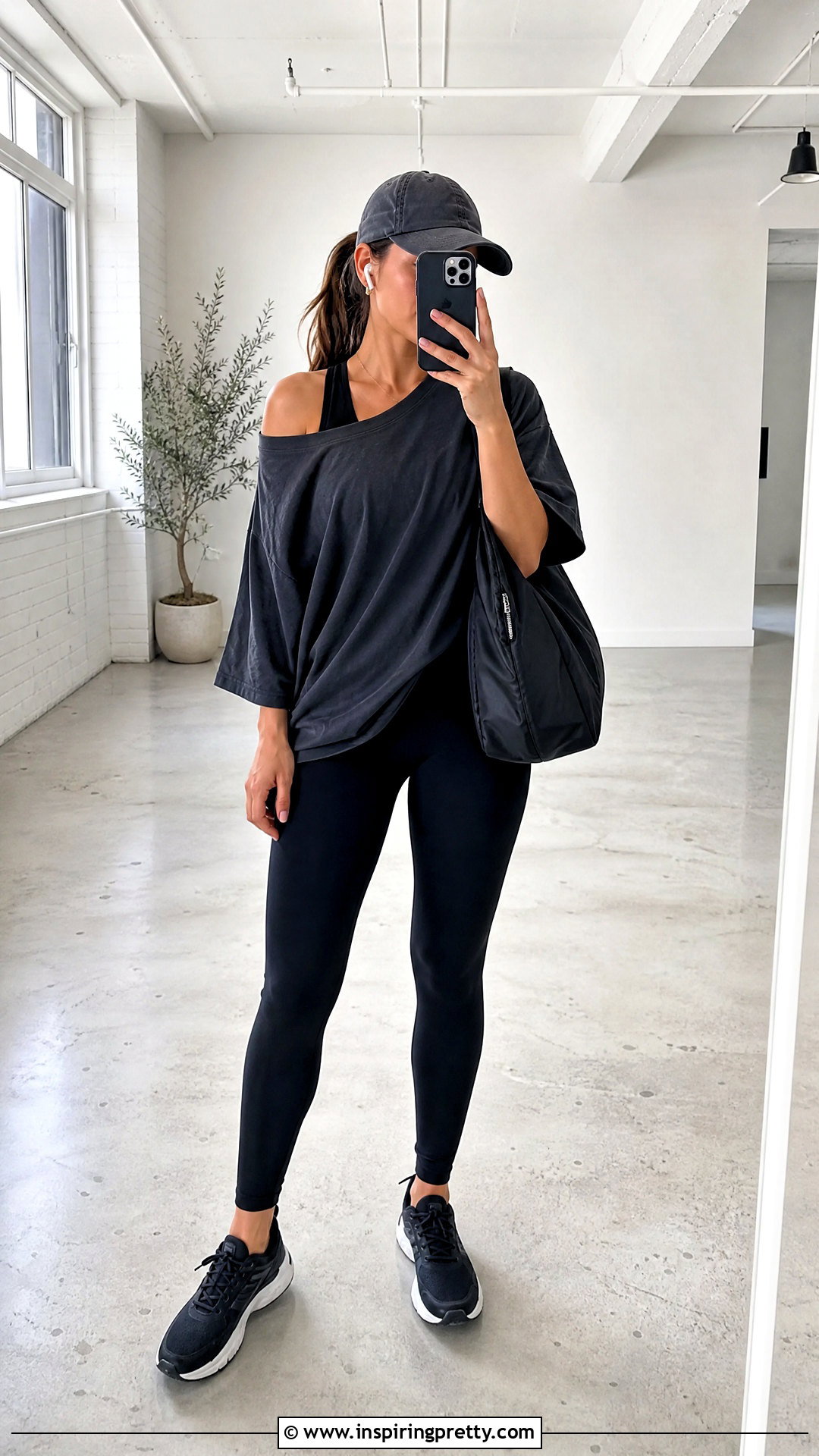 DIY Oversized Off Shoulder Tee With Leggings - 20 Diy Off Shoulder Top outfit ideas