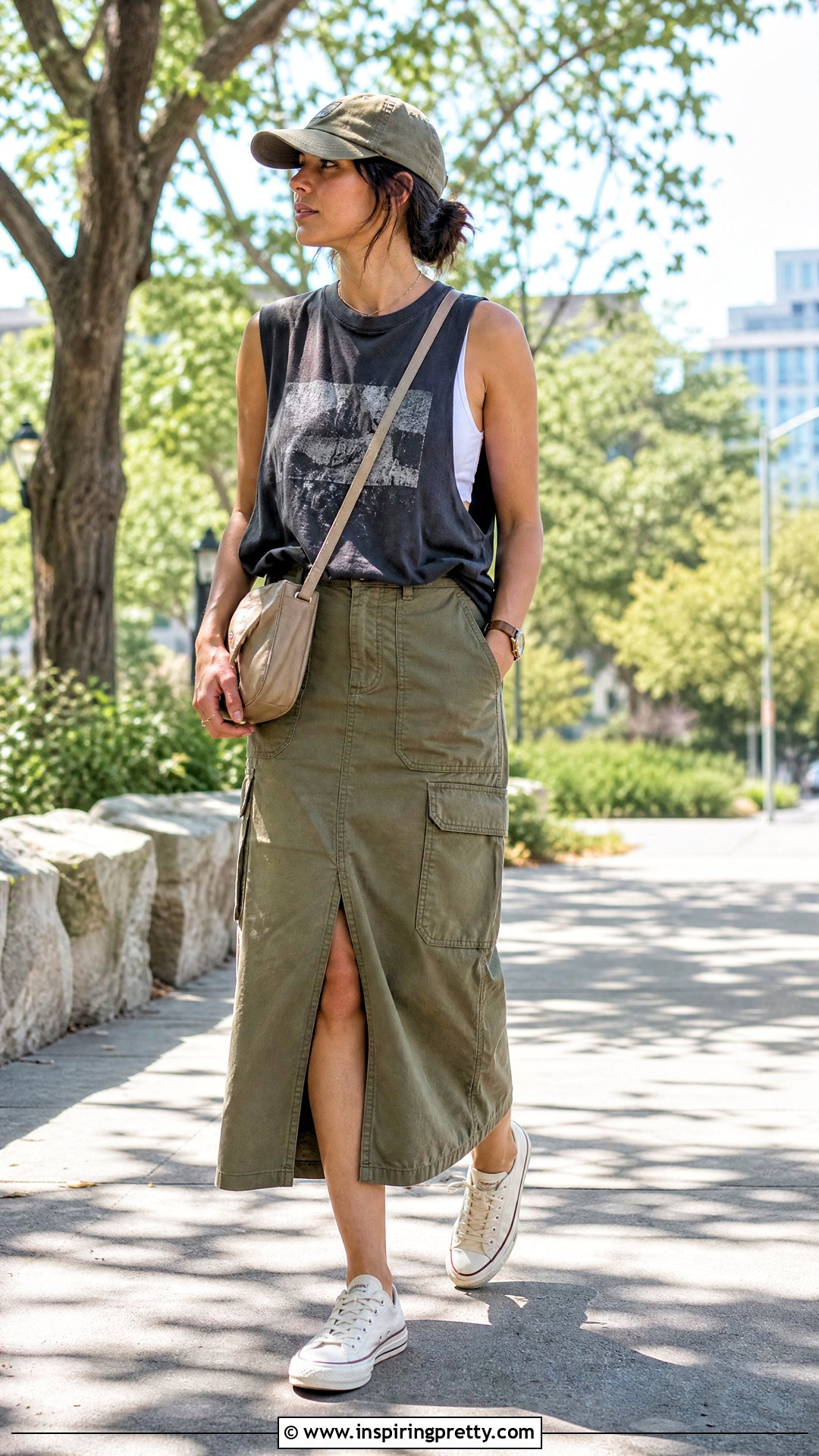 DIY Oversized Tank With Utility Skirt - 20 shirt into tank top diy outfit ideas