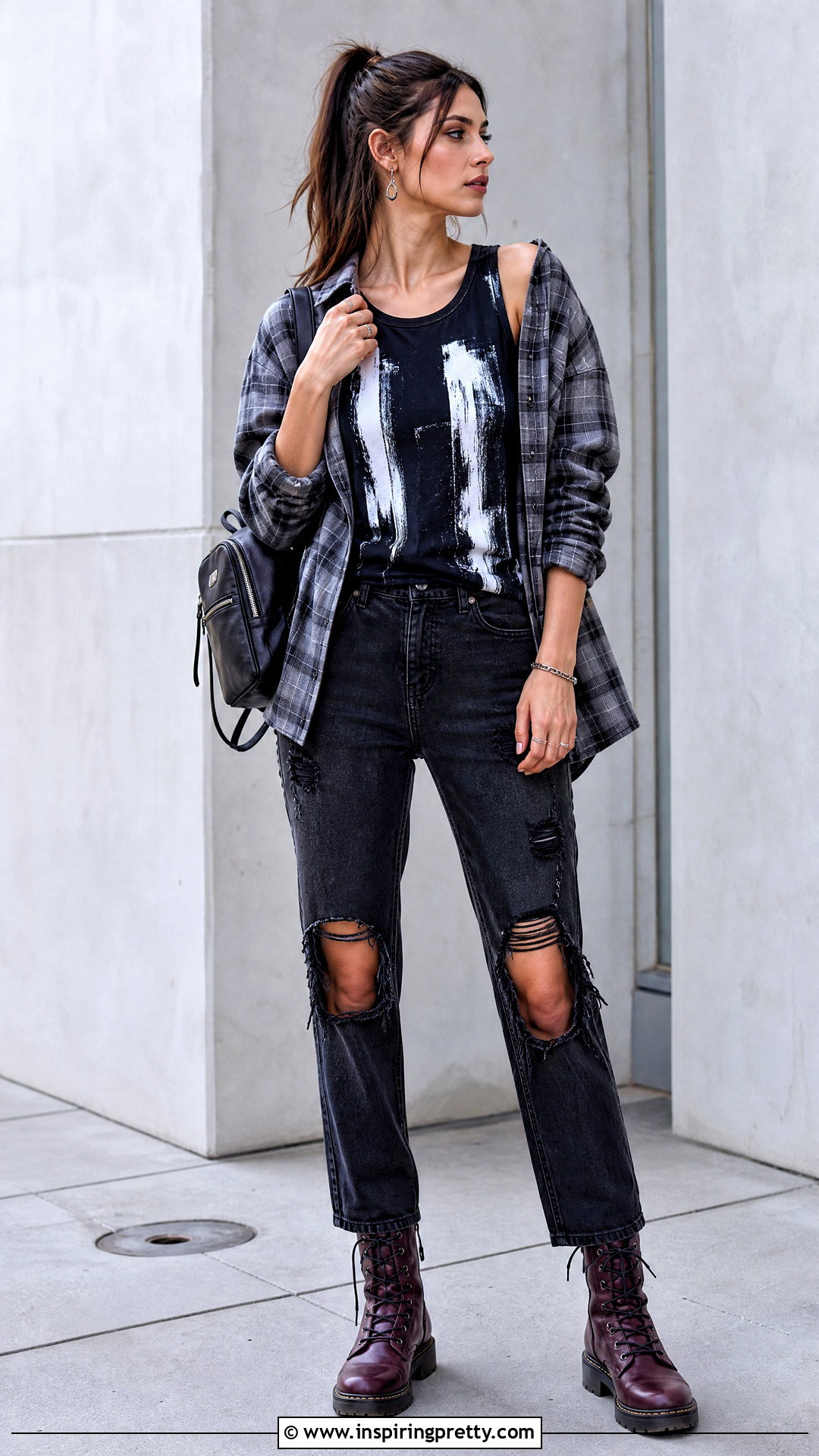 DIY Painted Grunge Tank Top With Ripped Black Jeans - 20 diy grunge tank top outfit ideas