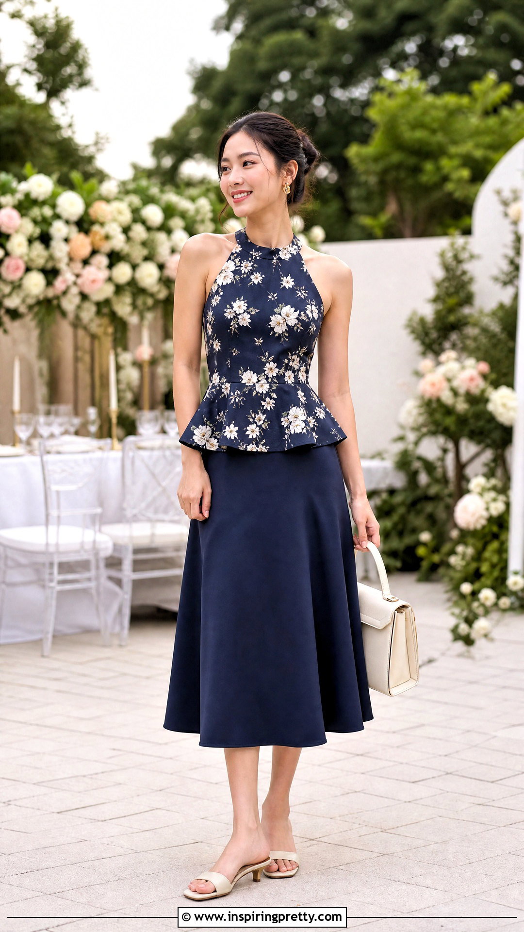 DIY Peplum Halter Neck Top With A Line Skirt - 20 diy halter neck top outfit ideas