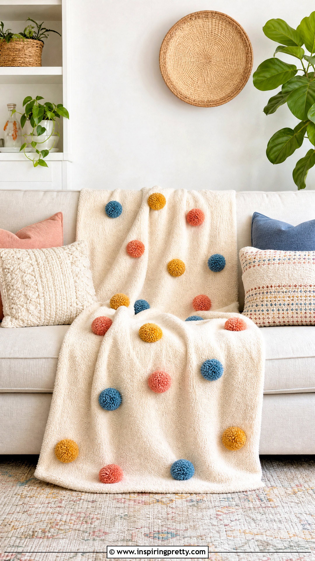 DIY Pom Pom Throw Blanket - 50 top diy ideas