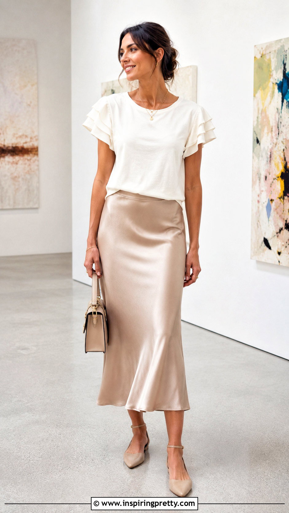 DIY Ruffle Sleeve Top With A Slip Skirt - 50 diy tops outfit ideas