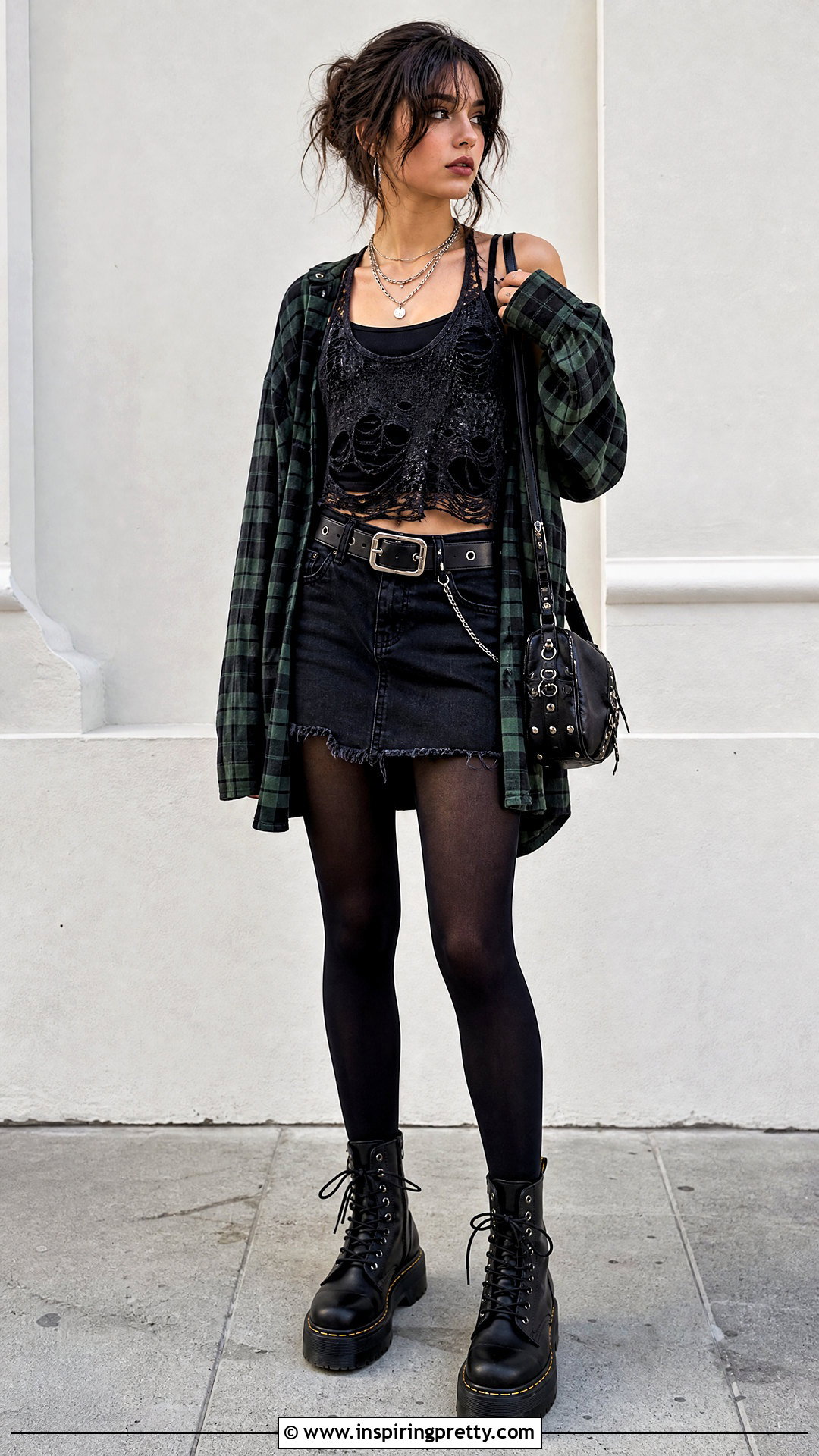 DIY Shredded Grunge Tank Top With Mini Skirt - 20 diy grunge tank top outfit ideas