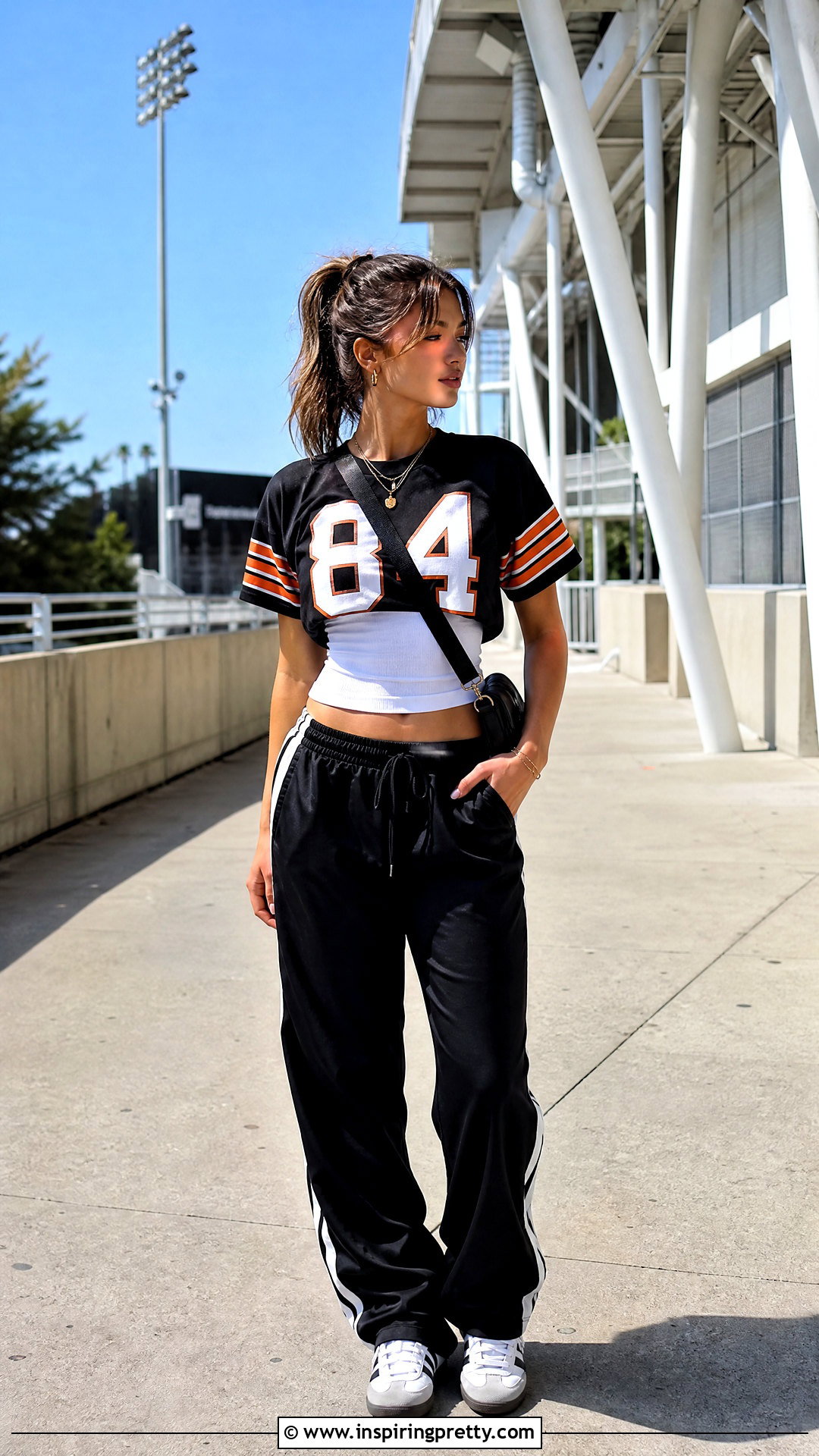 DIY Sports Jersey Crop Top With Track Pants - 50 diy crop top outfit ideas