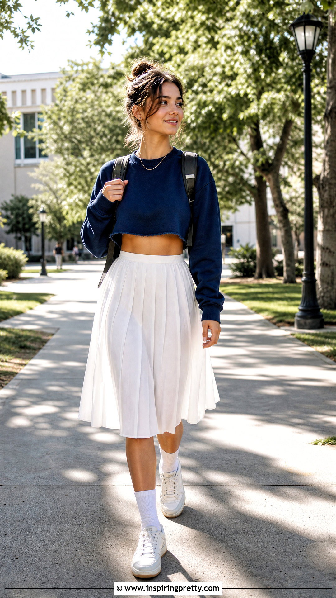 DIY Sweatshirt Crop Top With a Pleated Skirt - 50 diy crop top outfit ideas