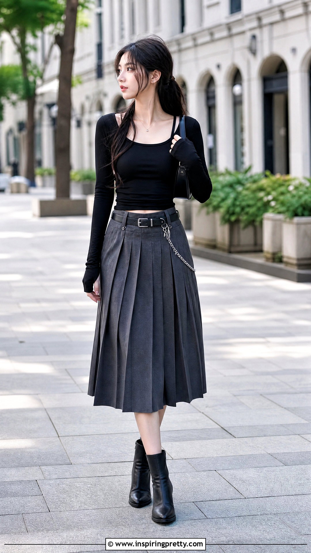 DIY Thumbhole Acubi Top With Pleated Skirt - 20 acubi tops diy ideas