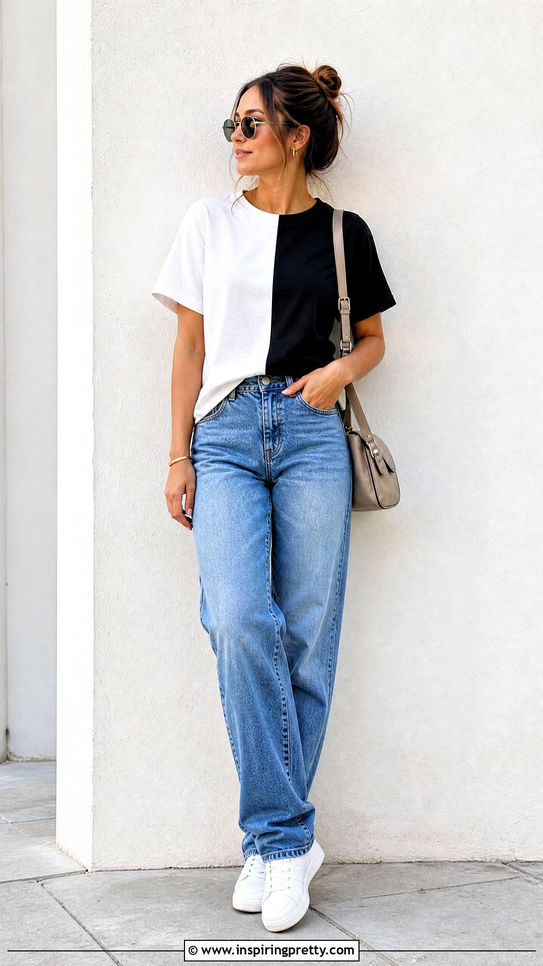 DIY Two Tone Top With Relaxed Jeans - 50 diy tops outfit ideas