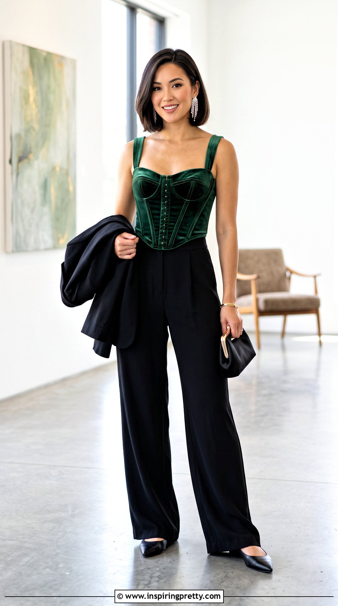 DIY Velvet Corset Top With Black Trousers - 50 diy corset top outfit ideas