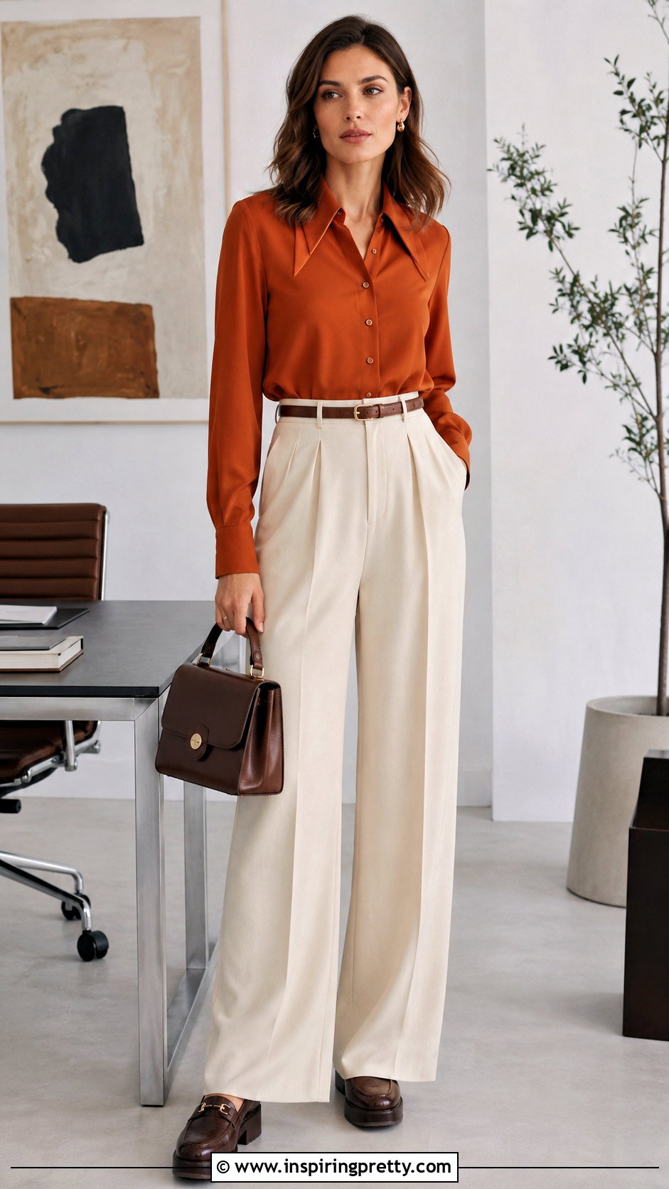 Dagger Collar Shirt With Tailored Trousers - 20 Retro 70S Tops outfit ideas
