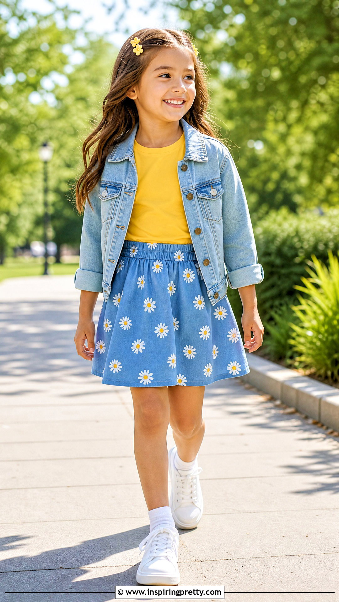 Daisy Skirt With Yellow T Shirt - 50 kids skirt top designs