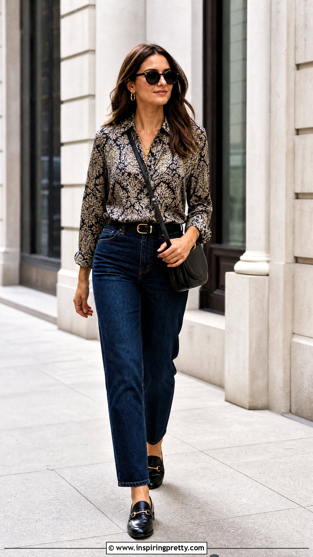 Damask Button Front Top With Jeans - 50 damask top styles