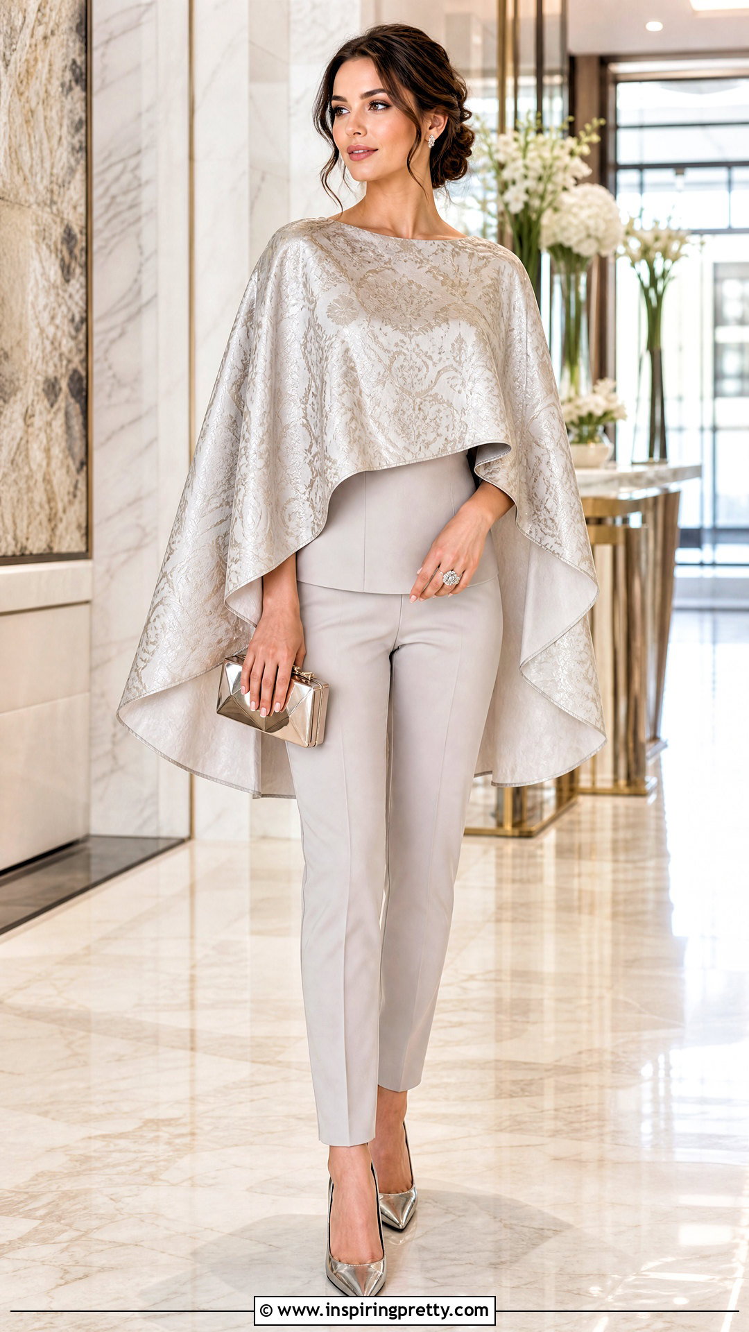 Damask Cape Top With Pencil Pants - 50 damask top styles