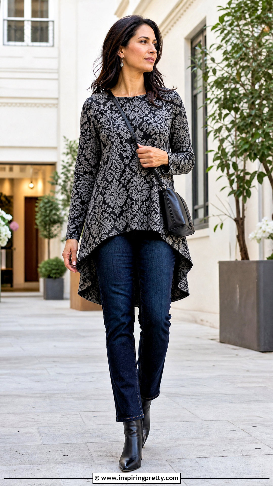 Damask High Low Top With Skinny Jeans - 50 damask top styles