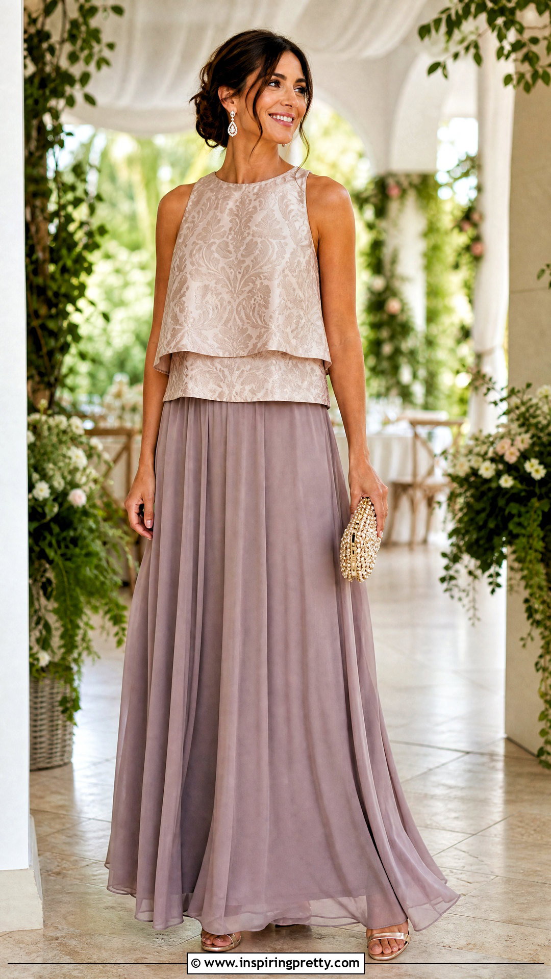 Damask Layered Top With Chiffon Skirt - 50 damask top styles