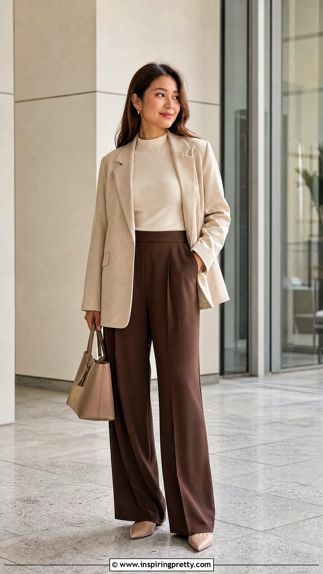 Danskin Mock Neck Top With Wide Leg Trousers - 20 Danskin Tops outfit ideas
