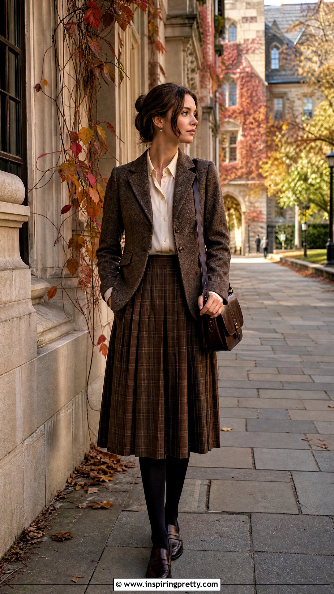 Dark Academia Blazer and Pleated Skirt Outfit - 50 top academia ideas