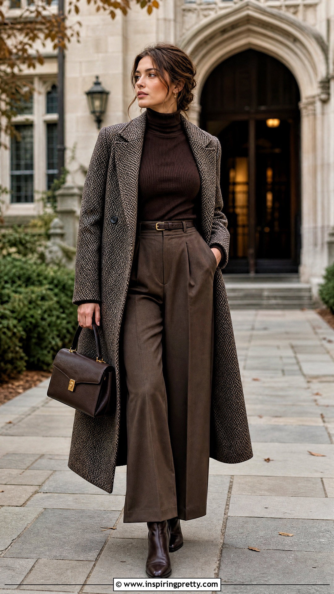 Dark Academia Turtleneck and Wide Leg Pants Outfit - 50 top academia ideas