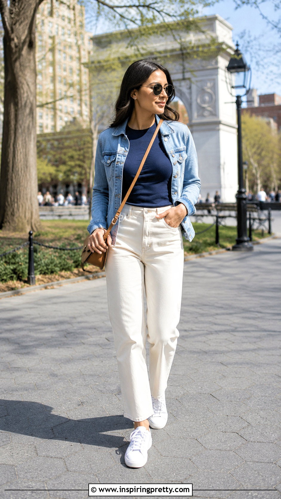 Dark Blue Top With a Denim Jacket - 50 dark blue top outfit ideas