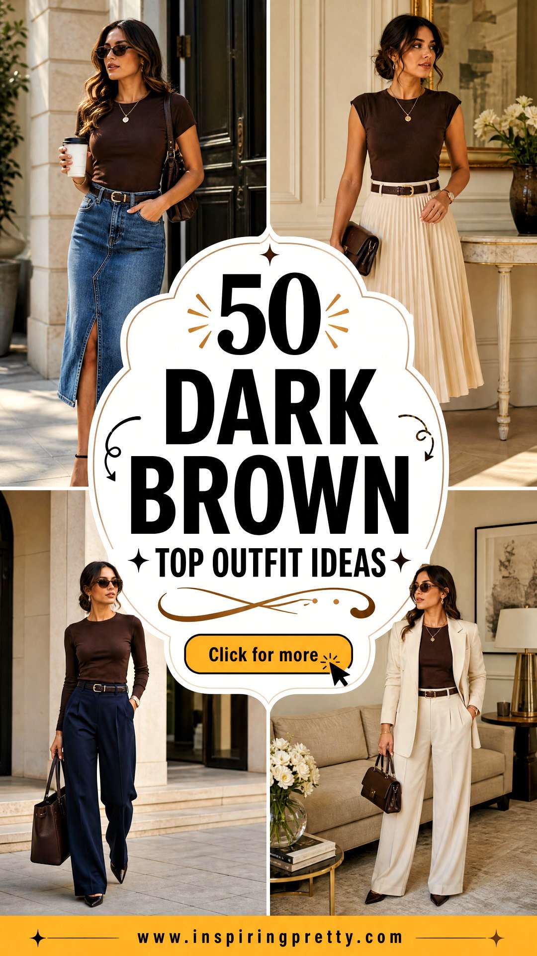 50 Dark Brown Top Outfit Ideas for Rich Everyday Style Now - 50 Dark Brown Top Outfit Ideas for Rich Everyday Style Now
