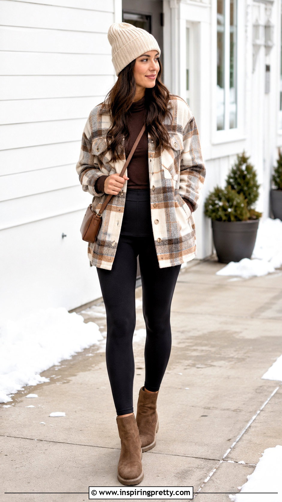 Dark Brown Top With Shacket And Leggings - 50 dark brown top outfit ideas
