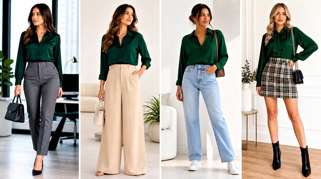 25 Dark Emerald Green Top Outfit Ideas for Polished Fall Style