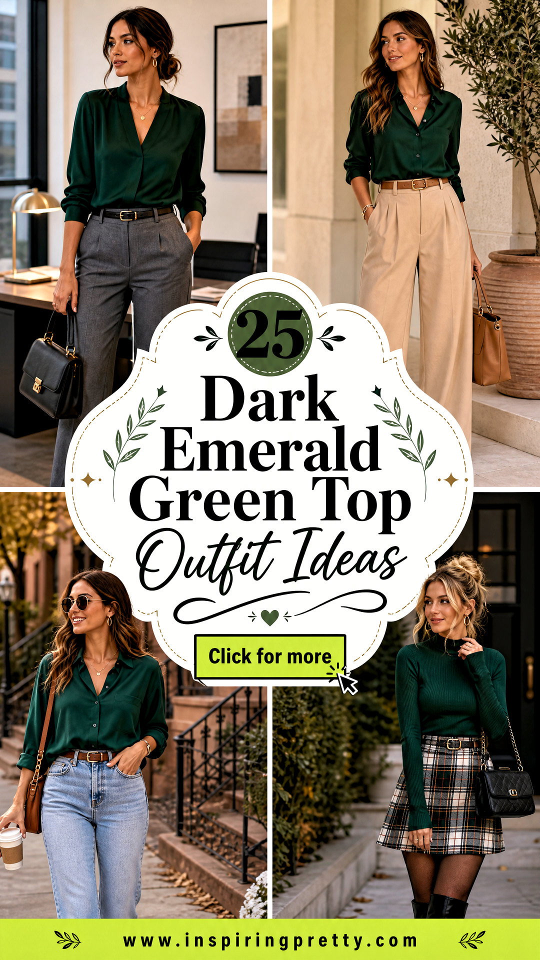 25 Dark Emerald Green Top Outfit Ideas for Polished Fall Style - 25 Dark Emerald Green Top Outfit Ideas for Polished Fall Style