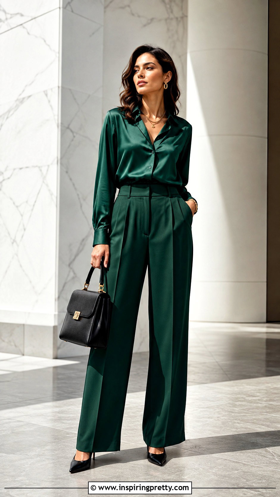 Dark Emerald Green Top With Matching Green Pants - 25 Dark Emerald Green Top outfit ideas