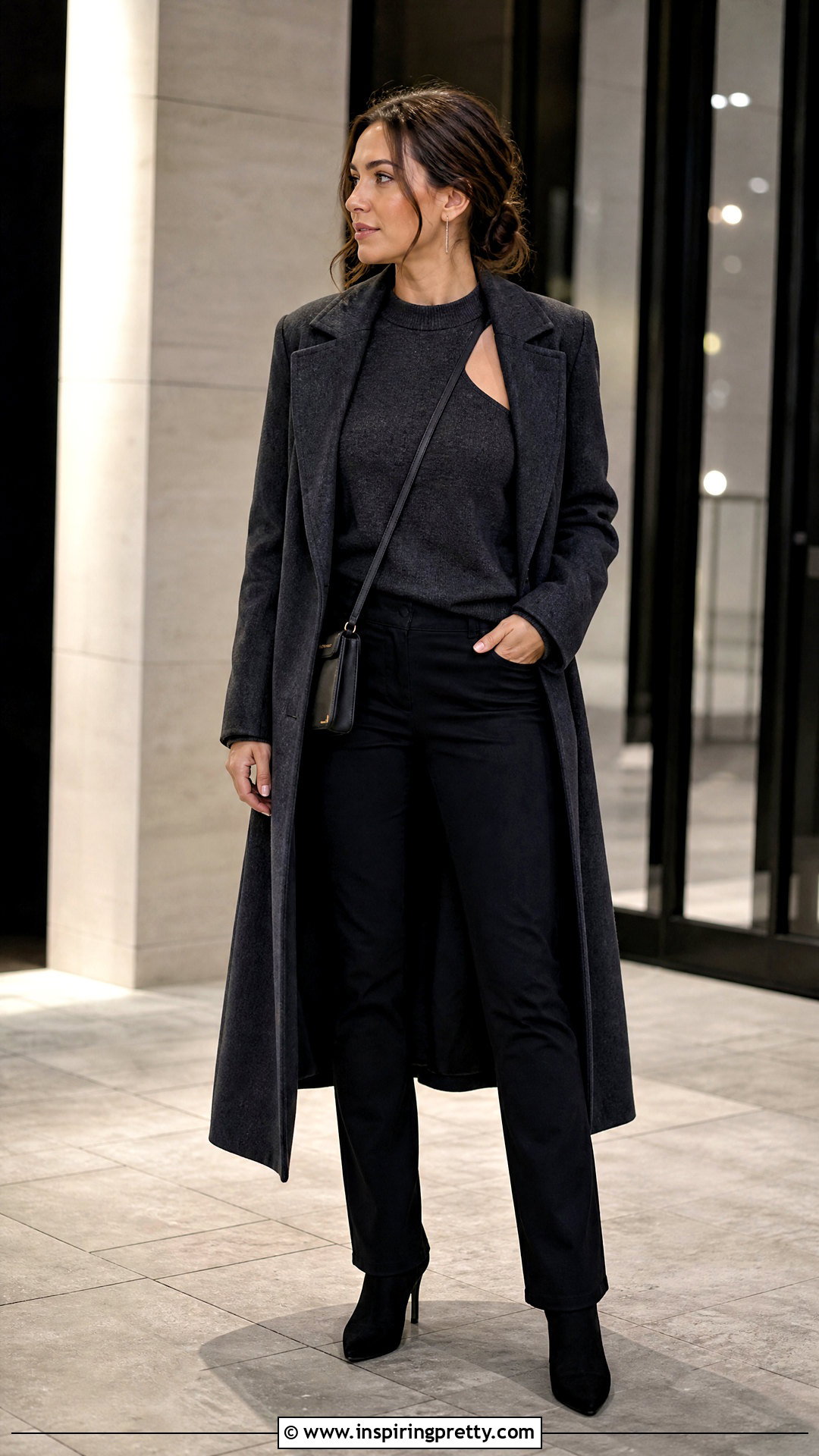 Dark Gray Cold Shoulder Top With Slim Jeans - 50 dark gray top outfit ideas