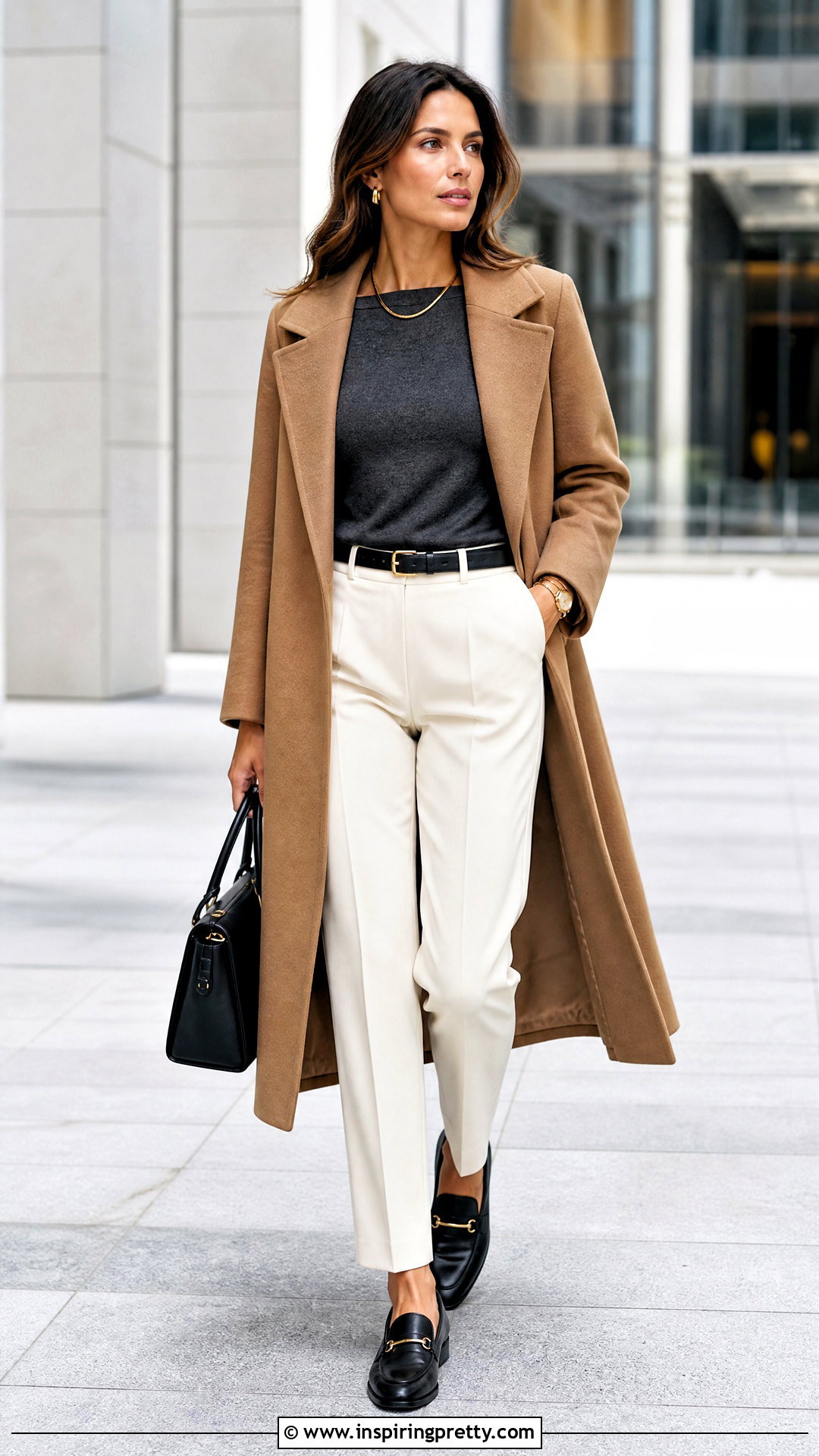 Dark Gray Knit Top With Cream Trousers - 50 dark gray top outfit ideas